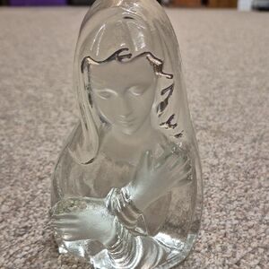 Religious Frosted Glass Art Sculpture Heavy Beautiful